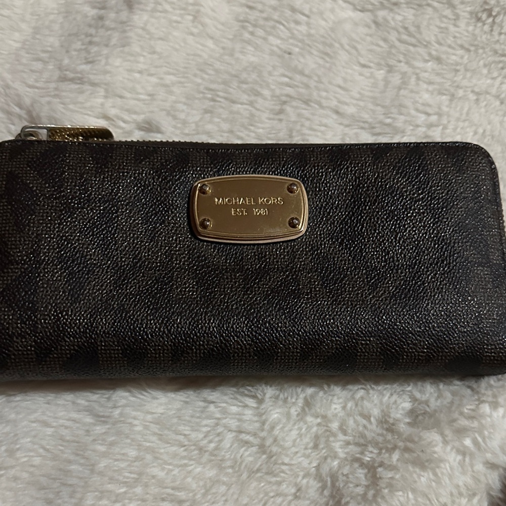 Michael Kors Dark Brown Wallet with Gold Accents
